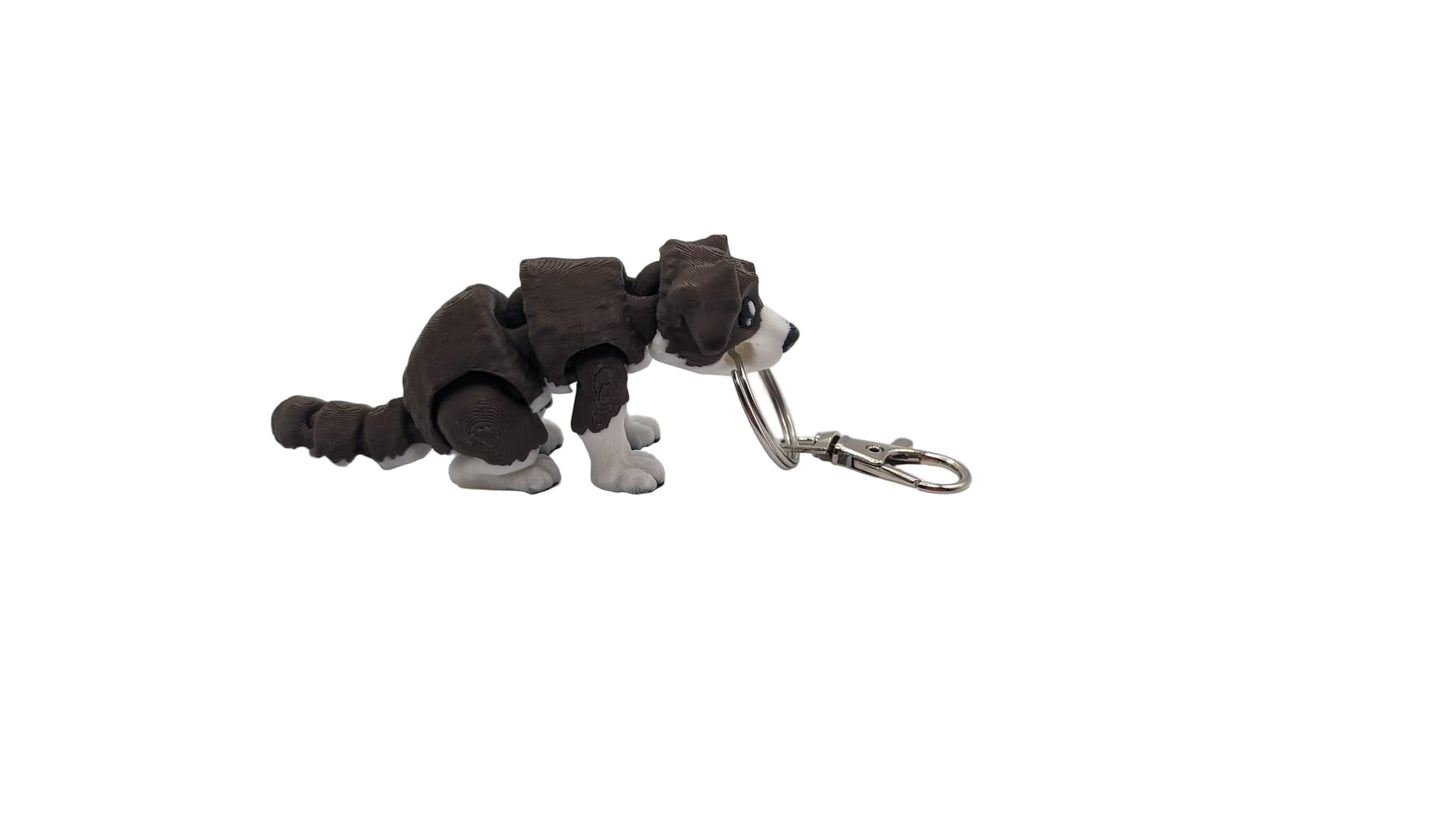 Cute Dog Keychain (dark brown and white)