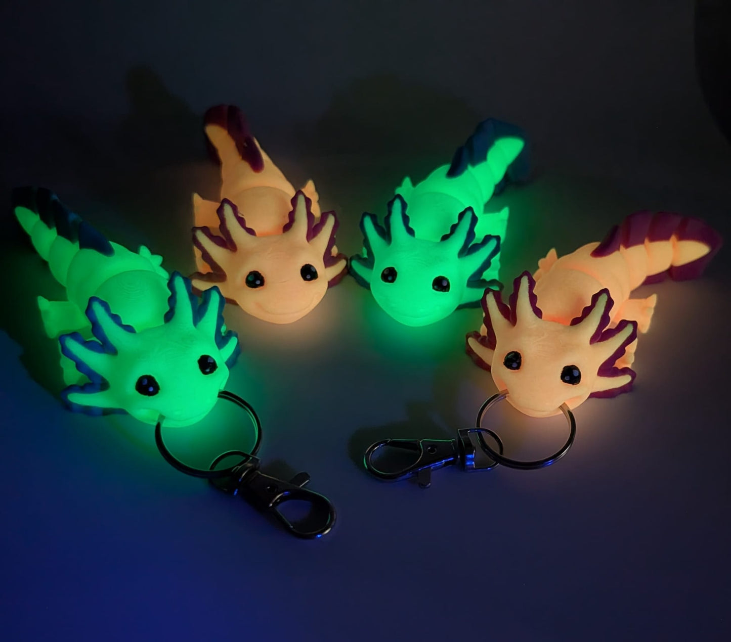 Cute Axolotl Keychain (glow in the dark pink)
