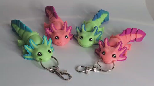 Cute Axolotl Keychain (glow in the dark neon green)