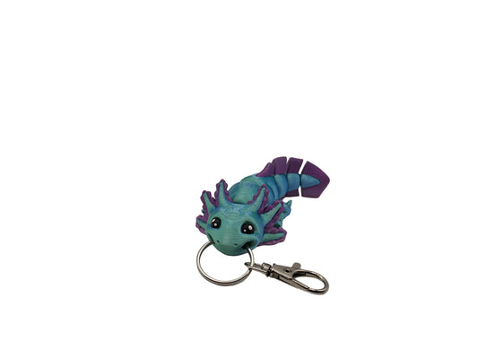 Cute Axolotl Keychain (aqua blue and purple)