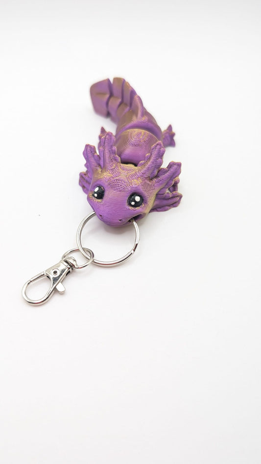 Cute Axolotl Keychain (iridescent purple and gold)
