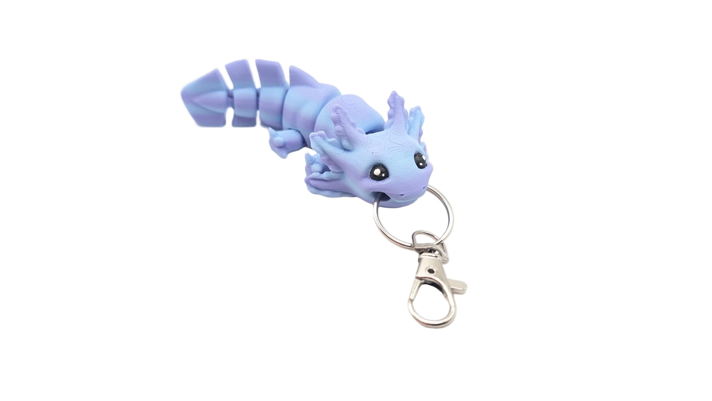 Cute Axolotl Keychain (light blue and purple)