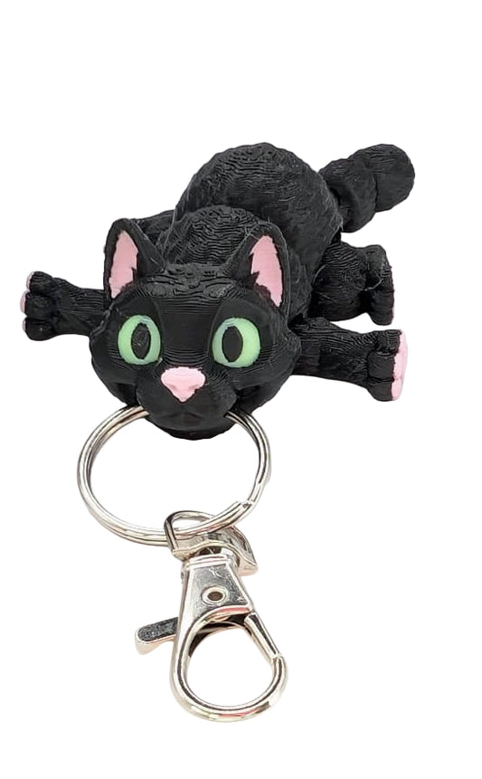 Cute Black Cat Keychain with glow in the dark eyes